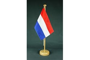 Buddel-Bini Niederlande Holland Tischflagge 15x25 cm in Profiqualität, wahlweise mit oder ohne 42 cm Massivholz - Tischständer