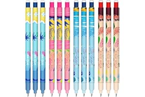 HTGWCG Lot de stylos gel effaçables + Kawaii Trousse Ecole 2 en 1, Noël Erasable Ink Pens avec encre effaçable thermosensible, 0,7 mm (12 stylos effaçables)