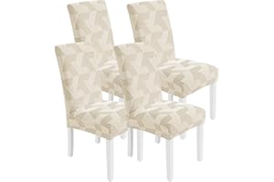 CYCMACO Coprisedie Con Schienale 4 Pezzi, Universale Copri Sedia Da Cucina, Coprisedia Elasticizzati Estraibile, Copertura Della Sedia Antimacchia, Lavabile, Per Cucina, Soggiorno, Beige