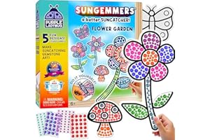 PURPLE LADYBUG SunGemmers Suncatcher Craft Kits for Kids - Birthday Gifts for 6 Years Old Girls, Stocking Fillers for Kids, Gem Art Diamond Craft Set for Girls Age 5-12, DIY Window Mosaic Art (Flower Garden)