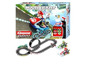 Carrera 20062491 GO!!! Nintendo Mario Kart 8 Rennstrecken-Set | 4,9m elektrische Carrerabahn mit Mario & Luigi Spielzeugautos | mit 2 Handreglern & Streckenteilen | Spielzeug für Kinder ab 6 Jahren