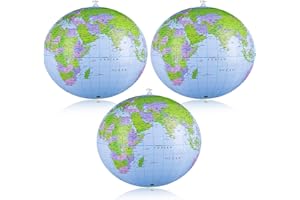 Dacitiery Mondo 3 pezzi gonfiabili sfera del mondo 16 pollici PVC sfera del mondo geografia mappatura del mondo palla pallanuoto palla per spiaggia scuola istruzione insegnamento bambini ragazzi