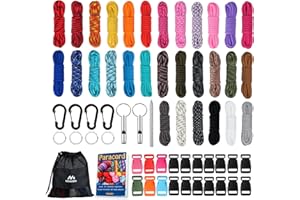 MONOBIN Paracord Combo Kits - 550 Type III Parachute Cord - Bracelet Crafting Kits, Survival Rope Making lanyards,Dog Collar,Bracelet