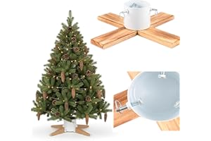 COIL Christbaumständer, Ständer mit Wasserspeicher, Rustikaler Ständer, Sockel für echten Baum, Wasserkapazität: 1-1,3 Liter, Stammdurchmesser: 3,5-11 cm, (Weiß, Breite 48 cm)