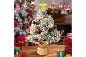 IGUGI Mini Weihnachtsbaum,50 cm Kleiner Weihnachtsbaum,mit Beleuchtung LED Tisch Weihnachtsbaum klein künstlich geschmückt,mit Weihnachtsbaum-Stern für Weihnachtsdekoration
