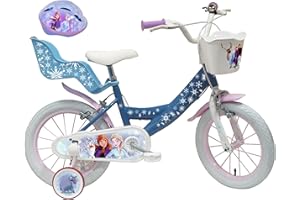 JNHCD A.T.L.A.S. Mädchen Fahrrad 16 Zoll Kinder Eiskönigin/Frozen + Helm, blau/weiß, 16''