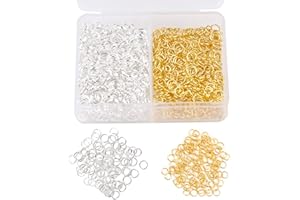 DIPEER 1200 Pcs Jewelry Split Rings, Stainless Steel Open Rings, 2 Colors Jump Rings, Necklace Split Rings with Plastic Box for Jewelry Making, Necklace, Bracelet DIY