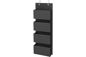 SONGMICS Portaoggetti da Appendere con 4 Tasche, Organizzatore da Porta e Parete, per Camera da Letto, Soggiorno, Ufficio, 12 x 33,5 x 100 cm, Nero RDH004B01