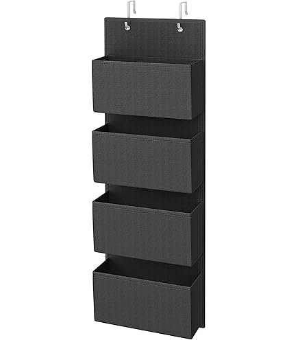 Relaxdays Organiseur Suspendu En Tissu, Organiseur De Porte Avec 3 Paniers De Rangement, Organiseur Mural De Salle De Bain, PP, H X L X P