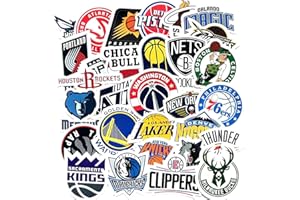 CHAMVIS Lot de 32 autocollants de l'équipe NBA All Teams Collection Lot de 32 autocollants en vinyle pour ordinateur portable, bouteille d'eau, valises, autocollants étanches, garçons et filles, étudiants