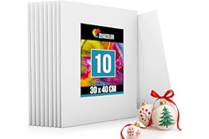 Zenacolor - Canvas Set 10 teilig - Leinwand zum Bemalen 30x40cm - Gemälde auf Leinwand, Acrylmalerei, Ölgemälde, Gouache, Aquarell - 100% Säurefreie Baumwolle.