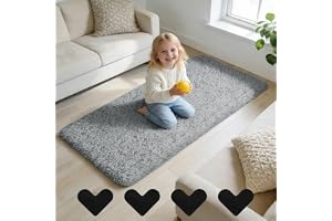 AUAUY matta med hög lugg vardagsrum, tvättbar halkfri, 60 x 120 cm