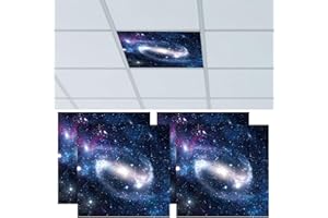 CNSJ 4 Pcs 2 x 2 Feet Fluorescent Light Covers Magnetic Ceiling Shield Classroom Reducing Harsh Glare Flicker Led Filters Shield for Cubicle Office Home Hospital Studio School Blackout Decor (Starry)
