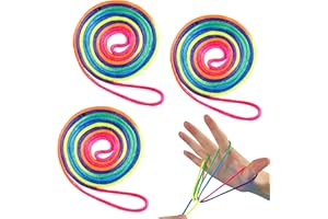 LECHISENOP Cats Cradle Coloured String 3 Pcs Rainbow Colour Fumble Finger Thread Rope Toy Supplies Flexible Finger String Games Developmental Toy for Teens Adults Stimulate Creativity Party Games