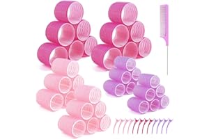 Gemtte Zestaw 49 wałków do włosów, duże wałki do włosów, z 12 klamrami, do samodzielnego wykonania, bez wysokiej temperatury, do długich i krótkich włosów, 48/36/25 mm (3 kolory)