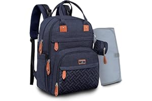 BabbleRoo Sac à Langer Bébé, Sac à Dos à Langer Grande Capacité Déperlant – 17 Poches, Tapis à Langer, Étui à Sucette Amovible, Sangles Poussette, Sac de Voyage Unisexe