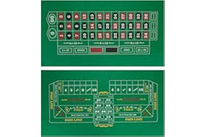 Brybelly Doppelseitiger Craps-Tisch und Roulette-Casino-Filz, praktisch, platzsparend, 91,4 x 45,7 cm, aufrollbare Casino-Spieltischmatte, glatter 2 mm Mini-Filz für Couchtisch, Texas Hold 'Em &