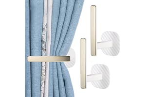sdhiiolp 2 Pieces Curtain Holdbacks Holders Curtain Self Adhesive Drapery Tiebacks Curtain Decorative Tieback Hooks Modern Curtain Tie Backs for Home & Office Window Drapery, White