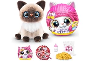 Pets Alive Smitten Kittens Surprise (Gato siamés Mooloo) por ZURU Nurture Play - Juguete Suave Unboxing Adopta 10 Sonidos interactivos