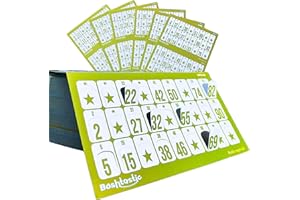 Bashtastic 504 Carton Loto Prédécoupé- Cartons Loto pour Le Jeu de Loto, Carte Loto Réutilisables, Numérotés et Différents Les UNS des Autres pour Le Loto Bingo. Marquez Les Numéros avec Le Doigt