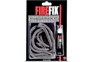 FIREFIX 2043 Kaminkordel ø 8mm, grau I 2m Ofendichtschnur für Kaminofen I Rundkordel I Ofendichtung mit bis zu 1100 °C hitzebeständigem Kleber 17ml