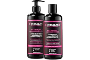 Kerargan - Duo Ultra Réparateur Shampoing & Après-shampoing à la Kératine pour Cheveux Abîmés et Stressés - Fortifie, Lisse & Protège - Sans Sulfate, OGM, Silicone - 2x500 ml
