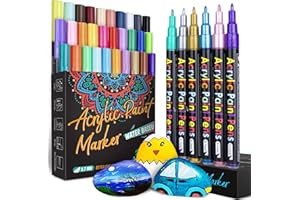 ‎APOGO APOGO 36 Acrylstifte Steine zum Bemalen, Acrylstifte für Steine Wasserfest, Permanent Marker Glasmalstifte Acrylfarben Stifte für Holz Deko, Kieselsteine, Porzellan, Kürbis, Papier, Bastelset Kinder