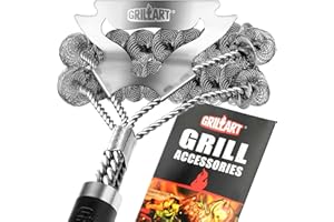 GRILLART Grill Brush for Outdoor Grill Bristle Free - Safe BBQ Grill Cleaner Brush - 17" BBQ Brush for Grill Cleaning Kit -Stainless Grill Cleaning Brush BBQ Grill Accessories Tools- Gifts for Men Dad