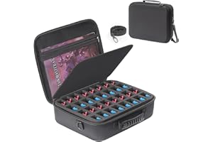 MADCAT Custodia in miniatura, con 64 scomparti, con 2 vassoi in schiuma che assorbono gli urti per Warhammer 40k, DND e altro da 32 mm, custodia con tracolla regolabile e tasca con cerniera. (64 slot)