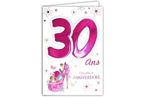 AFIE Carte Anniversaire 30 ans Femme avec Enveloppe Belle Féminine Beauté Maquillage Chaussure Talon aiguille Mode 69-2029