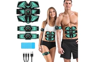 GROSBEAK EMS Electroestimulador Muscular, Abdominales Electroestimulacion, USB Recargable EMS Estimulador Eléctrico Abdominal para Hombres Mujeres, Abdomen/Brazos/piernas, 8 Modos y 19 intensidades