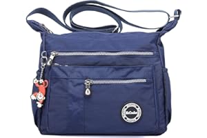 MeCooler Sac bandoulière Imperméable Sac Besace Loisir Sac Porté épaule Léger Femme Sacoche de Cours Sport Sac à Main pour École Voyage,Bleu 1,L