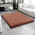 ZonLi Japanese Floor Futon Mattress Twin Size 39"x 80",100% Cotton 4'' Thicken Tatami Mattress,Foldable Sleeping Pad,Portable Dormitory Tatami Mat,Roll Up Floor Lounger Bed for Adult (Cinnamon)
