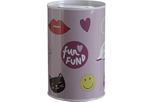 Premier Housewares Fun Times Money Tin, Multi-Colour, 8 x 8 x 13 cm