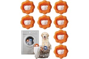 DASPEED Acchiappa Peli per Lavatrice, 8 Pezzi Cattura Pelo Lavatrice, Raccogli Peli-Lavatrices Riutilizzabile, Rimuovi Efficacemente Pelo di Gatto, Cane e Altri Animali da Biancheria e Vestiti (Arancia)