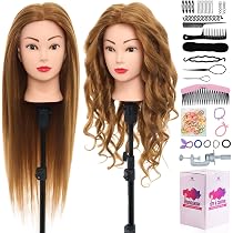 Tête à Coiffer Et Maquiller TopDirect - 80% Vrais Cheveux Humains, Taille 23.5 Pouces