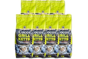 ENERGIE KIENBACHER 21kg Cocos Premium Grillbriketts aus Kokosschalen „Made IN Germany“ Kohle Holzkohle für Kugel-& Holzkohlegrill ideal für Dutch Oven Smoker Briketts Grill Kohle