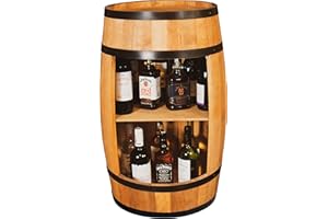 ‎CREATIVE COOPER CREATIVE COOPER Holzfass Hausbar - Weinschrank im Retro Stil - Weinfass Bar - Weinregal Holz - Holzbar 80cm hoch - Elegante Möbel, Wohnzimmer Deko - Fassbar Stehtisch und Flaschenständer (Eiche)