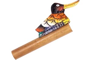 BALI PAPAYA Sifflet Appeau Oiseau Canard Bois Bambou Artisanal Whistle Duck cri Chant Son Peint