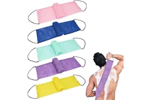 Bekecidi 5 Stück Afrikanischer Netzschwamm mit Handseil, Badeschwämme für Erwachsene, Afrikanisches Peeling-Netz, Hautglätter, Nylon-Peeling-Badetuch für Männer und Frauen, 75 x 14 cm (5 Farben)