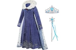 Gridamea Vestiti Elsa Frozen Bambina, Anna Costume Princess Dress, Queen Costume per bambini con corona e bacchetta per feste/Cosplay/Matrimonio