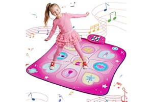VIVO TECHNOLOGIES Dance Mat Toys for Girls Musical Play Mat with LED Lights, Adjustable Volume, 3 Game Modes, Built-in Music, Dance Game Pad Toy Christmas Birthday Gifts for 3 4 5 6 7 8 9+ years old kids (Purple)