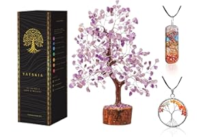 YATSKIA Amethyst Crystals Tree - Room Decor - Crystal Tree of Life - Spiritual Gifts for Women - Stones and Crystals - Bonsai Tree from Daughter - Good Luck Tree - Gemstone Tree