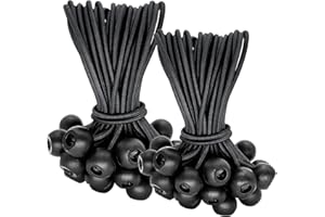 CYIAMJLU 50 Stück Spanngummis mit Kugel, Planenspanner mit Kugel(15cm30 Pcs und 20cm20 Pcs), für Zelte, Banner, Planen, Plakate, Planenspanner,Gummispanner (Schwarz)