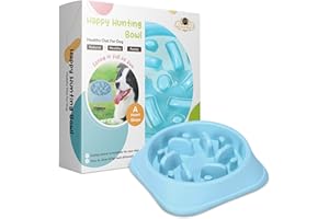 SP SEMPRE + SP SEMPRE Ciotola di Plastica per Cani Anti Ingozzamento - Porta Crocchette ad Alimentazione Lenta Anti Soffocamento a Labirinto per Cani Voraci (Blu)