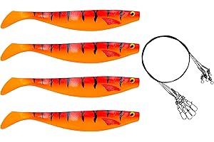 ‎PETRI'S CATCH 2016 PetrisCatch 4er Gummifisch Set + 4 Stahlvorfächer, 15cm, UV aktiv, Hecht, Zander