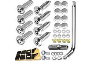 AIYRAA Anti Theft Number Plate Screws Fitting Kit, M6 Stainless Steel Anti Theft Car Number Plate Screws and Caps Set, Rust Proof Number Plate makerBolts Fasteners Kit for Cars, Motorcycles, and Trucks