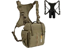 Wolfhunt Harnais binoculaire à Fermeture magnétique avec Pochette détachable pour télémètre Camouflage