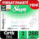 Sleepy Natural Double Soft Fırsat Paketi Bebek Bezi 2 Numara Mini 288 Adet