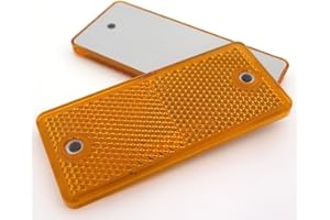 PLASTIC REFLECTORS 4x Amber/Orange Rectangular Rear Reflectors for Trailers Caravan Gateposts E-Approved